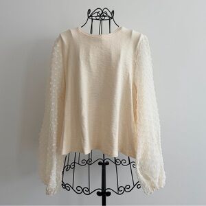 Maeve by Anthropologie Cream Textured Blouse